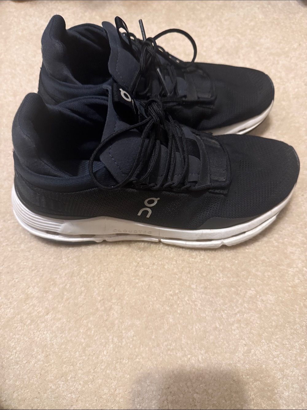 On Running Womens Black and White Athletic Sneakers
